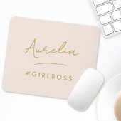 Modern Blush Pink Gold Script Bester Girl Boss Mousepad
