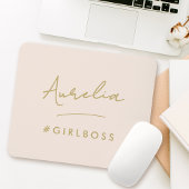 Modern Blush Pink Gold Script Bester Girl Boss Mousepad