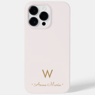 Modern Blush Pink Gold Script Monogram Case-Mate iPhone 14 Pro Max Hülle