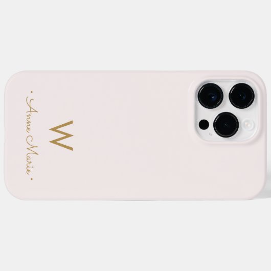 Modern Blush Pink Gold Script Monogram Case-Mate iPhone Hülle (Rückseite (Horizontal))