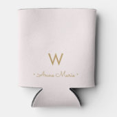 Modern Blush Pink Gold Script Monogram Dosenkühler (Vorderseite)