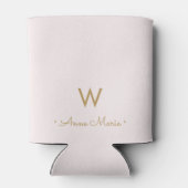 Modern Blush Pink Gold Script Monogram Dosenkühler (Rückseite)