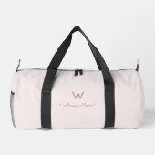Modern Blush Pink Gold Script Monogram Duffle Bag (Rückseite)