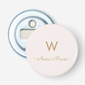 Modern Blush Pink Gold Script Monogram Flaschenöffner (Vorderseite)