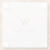Modern Blush Pink Gold Script Monogram Glasuntersetzer (Rückseite)