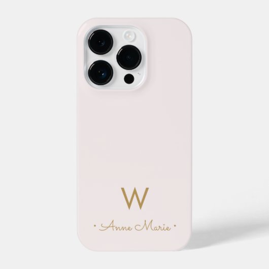 Modern Blush Pink Gold Script Monogram iPhone Hülle (Rückseite)