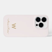 Modern Blush Pink Gold Script Monogram iPhone Hülle (Rückseite (Horizontal))