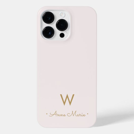 Modern Blush Pink Gold Script Monogram iPhone Hülle (Rückseite)