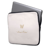 Modern Blush Pink Gold Script Monogram Laptopschutzhülle (Vorderseite Links)