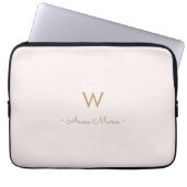 Modern Blush Pink Gold Script Monogram Laptopschutzhülle (Vorderseite)