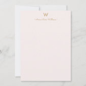 Modern Blush Pink Gold Script Monogram Mitteilungskarte (Vorderseite)