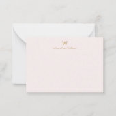 Modern Blush Pink Gold Script Monogram Mitteilungskarte (Vorderseite)
