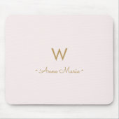Modern Blush Pink Gold Script Monogram Mousepad (Vorne)