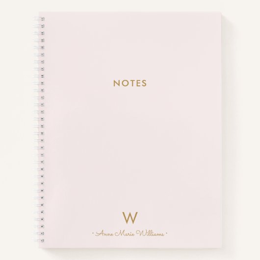 Modern Blush Pink Gold Script Monogram Notizblock (Vorderseite)