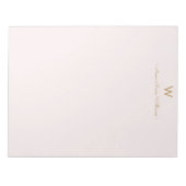 Modern Blush Pink Gold Script Monogram Notizblock (Vorderseite)