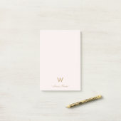 Modern Blush Pink Gold Script Monogram Post-it Klebezettel (Auf Schreibtisch)