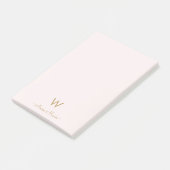 Modern Blush Pink Gold Script Monogram Post-it Klebezettel (angewinkelt)
