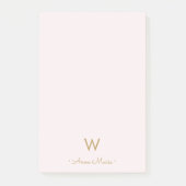 Modern Blush Pink Gold Script Monogram Post-it Klebezettel (Vorderseite)
