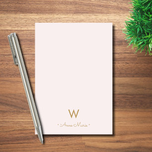 Modern Blush Pink Gold Script Monogram Post-it Klebezettel