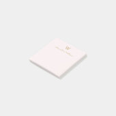 Modern Blush Pink Gold Script Monogram Post-it Klebezettel (angewinkelt)