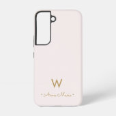Modern Blush Pink Gold Script Monogram Samsung Galaxy Hülle (Rückseite)