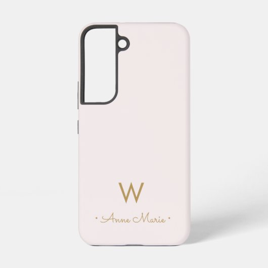 Modern Blush Pink Gold Script Monogram Samsung Galaxy Hülle (Rückseite)