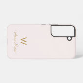 Modern Blush Pink Gold Script Monogram Samsung Galaxy Hülle (Rückseite (Horizontal))