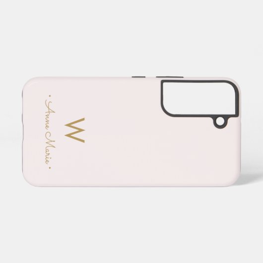 Modern Blush Pink Gold Script Monogram Samsung Galaxy Hülle (Rückseite (Horizontal))