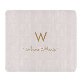 Modern Blush Pink Gold Script Monogram Schneidebrett