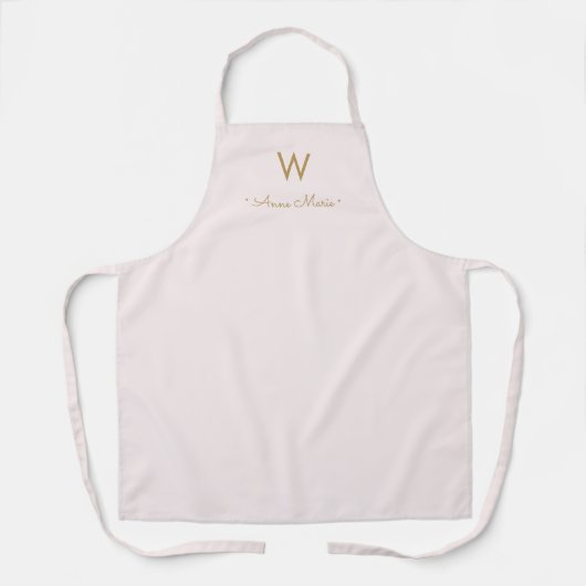 Modern Blush Pink Gold Script Monogram Schürze (Vorderseite)