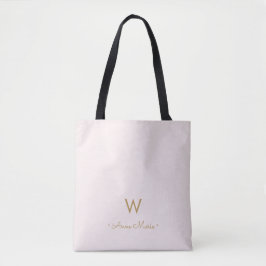 Modern Blush Pink Gold Script Monogram Tasche
