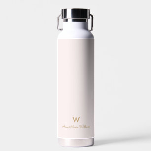 Modern Blush Pink Gold Script Monogram Trinkflasche