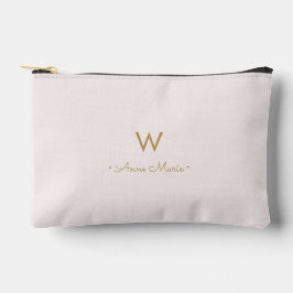 Modern Blush Pink Gold Script Monogram Zubehörtasche