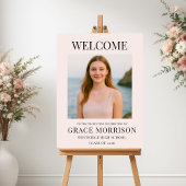 Modern Blush Pink Graduation Photo Welcome Sign Poster