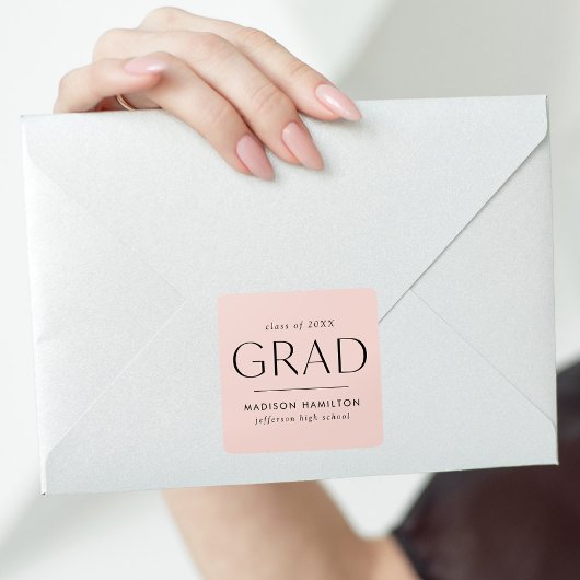 Modern Blush Pink Graduation Quadratischer Aufkleber