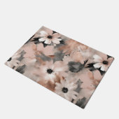 Modern Blush Pink Gray Floral Fußmatte (Schrägansicht)