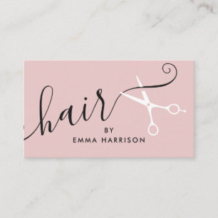 Modern blush pink haar stylistin weiße schere logo visitenkarte