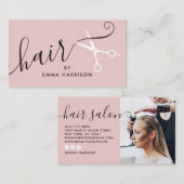 Modern blush pink haar stylistin weiße schere logo visitenkarte (Vorne/Hinten)