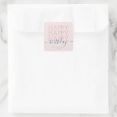 Modern blush pink Happy Birthday Quadratischer Aufkleber (Tasche)
