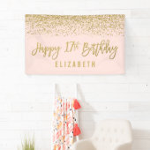 Modern Blush Pink Imitate Gold Glitzer 17. Geburts Banner (Insitu)