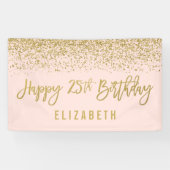 Modern Blush Pink Imitate Gold Glitzer 25. Geburts Banner (Horizontal)