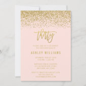 Modern Blush Pink Imitate Gold Glitzer 30. Geburts Einladung (Vorderseite)