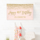 Modern Blush Pink Imitate Gold Glitzer 40. Geburts Banner (Insitu)