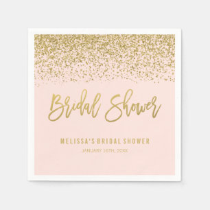 Modern Blush Pink Imitats Gold Glitzer Brautparty Serviette