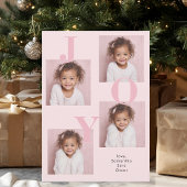 Modern Blush Pink JOY Foto Weihnachten