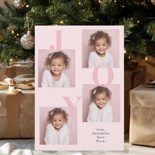 Modern Blush Pink JOY Foto Weihnachten