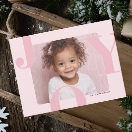 Modern Blush Pink JOY Horizontal Foto Weihnachten Postkarte