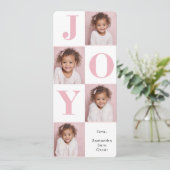 Modern Blush Pink JOY Vertikales Foto Weihnachten (Stehend Vorderseite)
