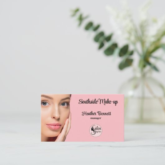 Modern Blush Pink Makeup Artist Business Visitenkarte (Stehend Vorderseite)