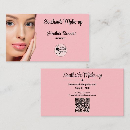 Modern Blush Pink Makeup Artist Business Visitenkarte (Vorne/Hinten)